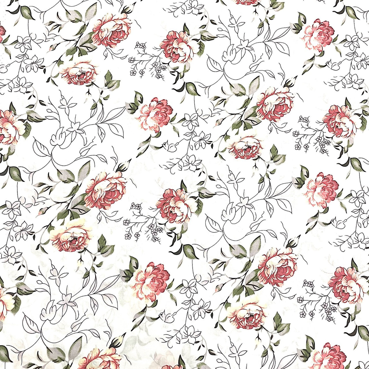 Cotton Fabric - Magic garden, white
