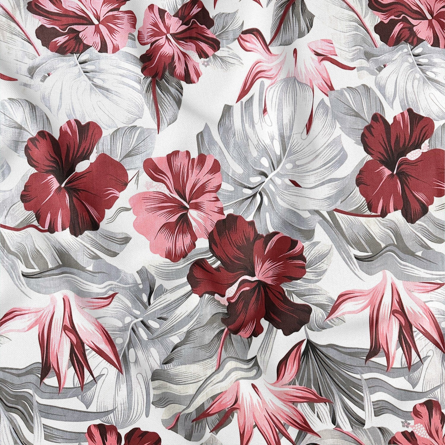Cotton Fabric - Monstera light burgundy