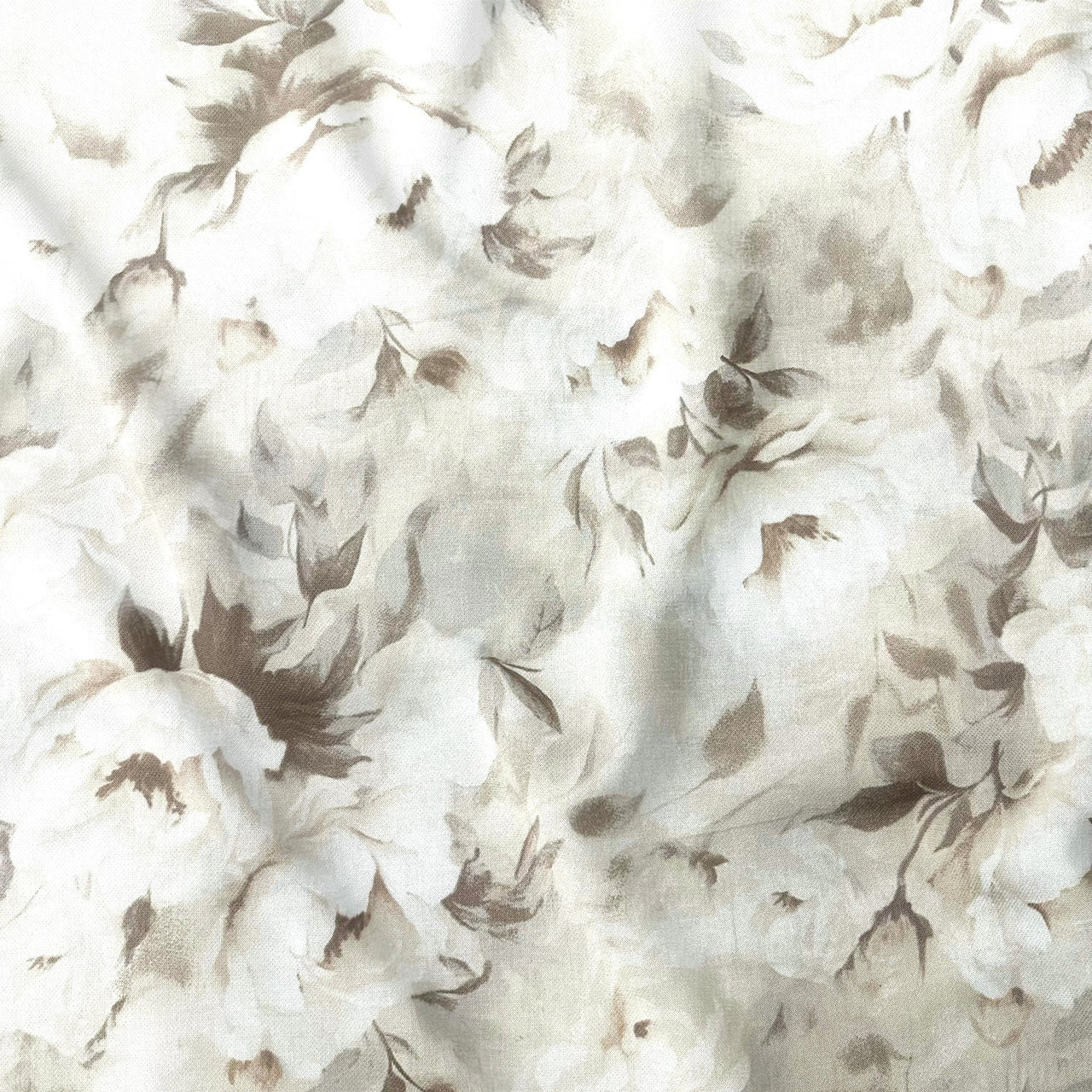 Cotton Fabric - Peony Flowers on Beige