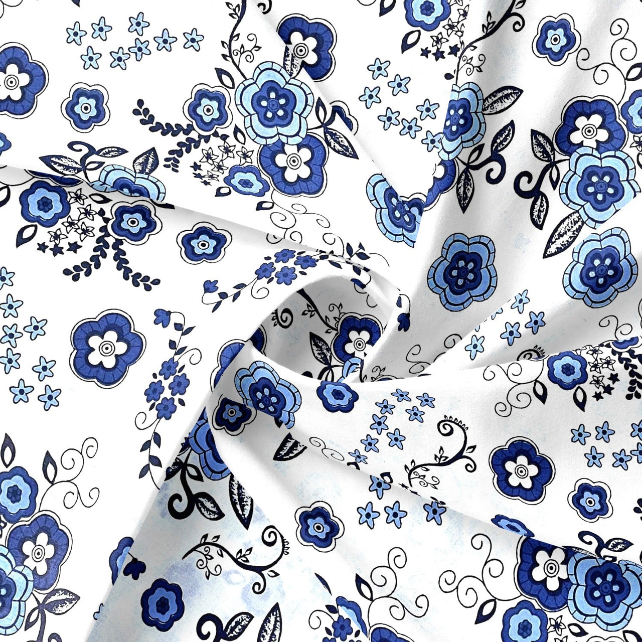Cotton Fabric - Porcelain Flowers