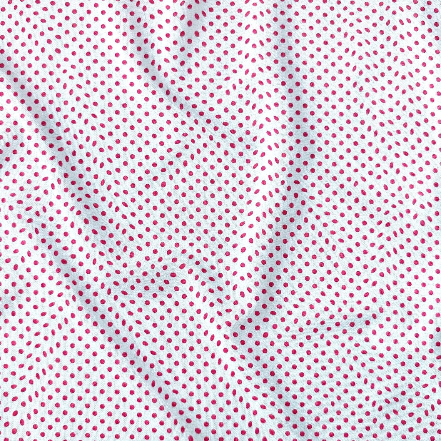 Cotton Fabric - Raspberry Dots on White 3 mm