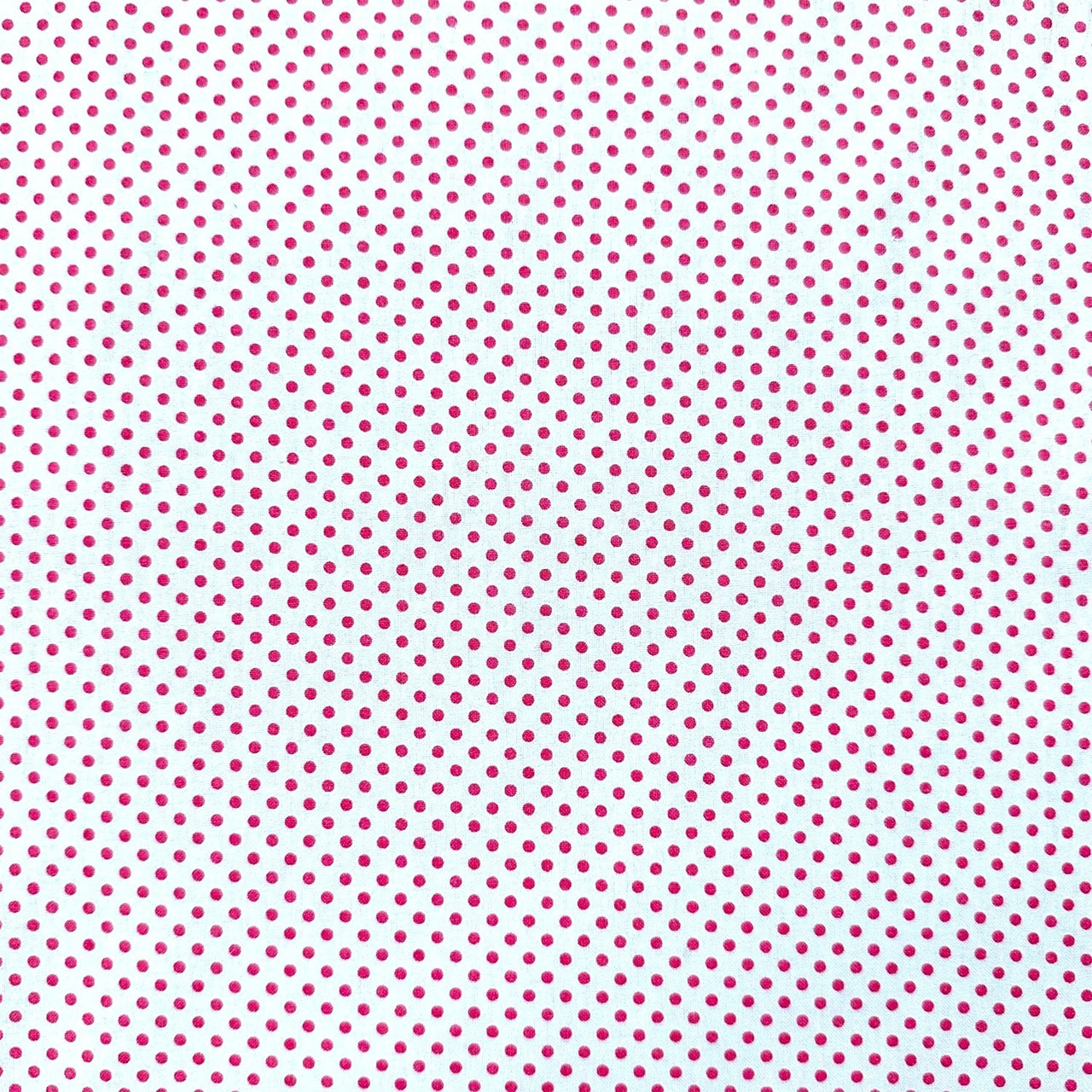 Cotton Fabric - Raspberry Dots on White 3 mm