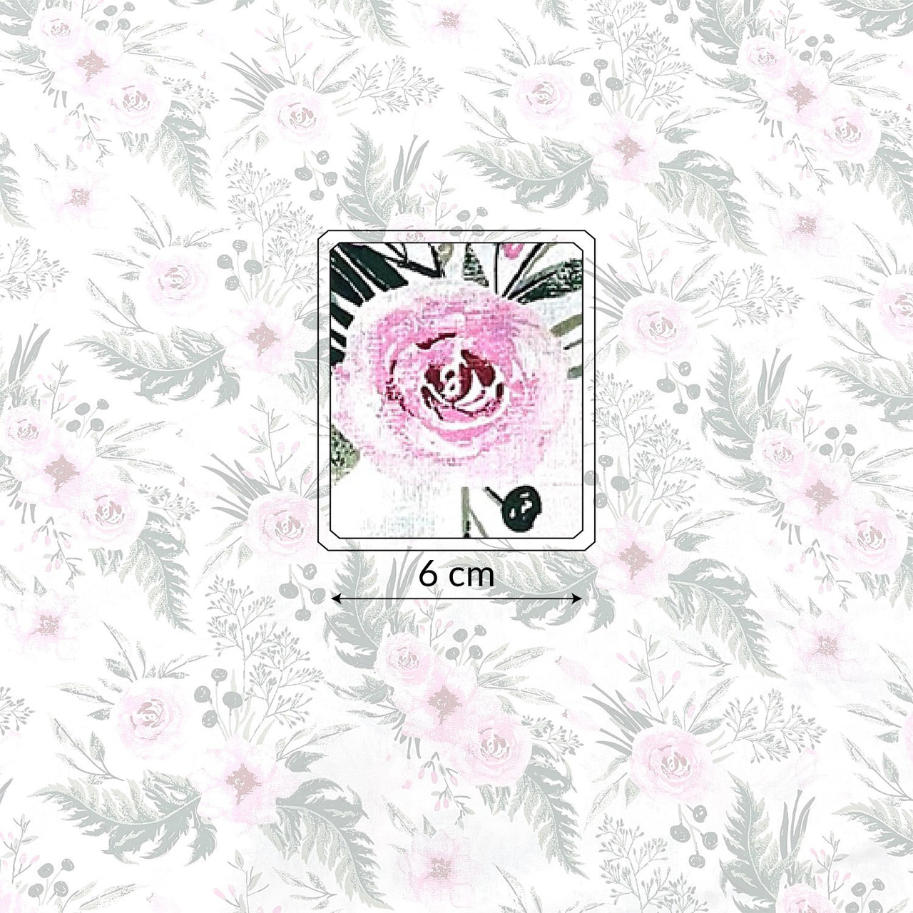 Cotton Fabric - Roses in the Garden White