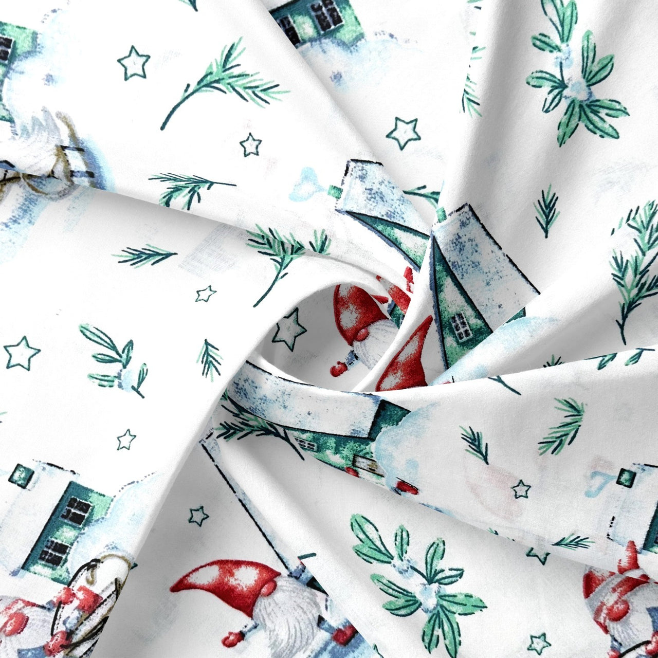 Cotton Fabric - Santa Claus on a sleigh