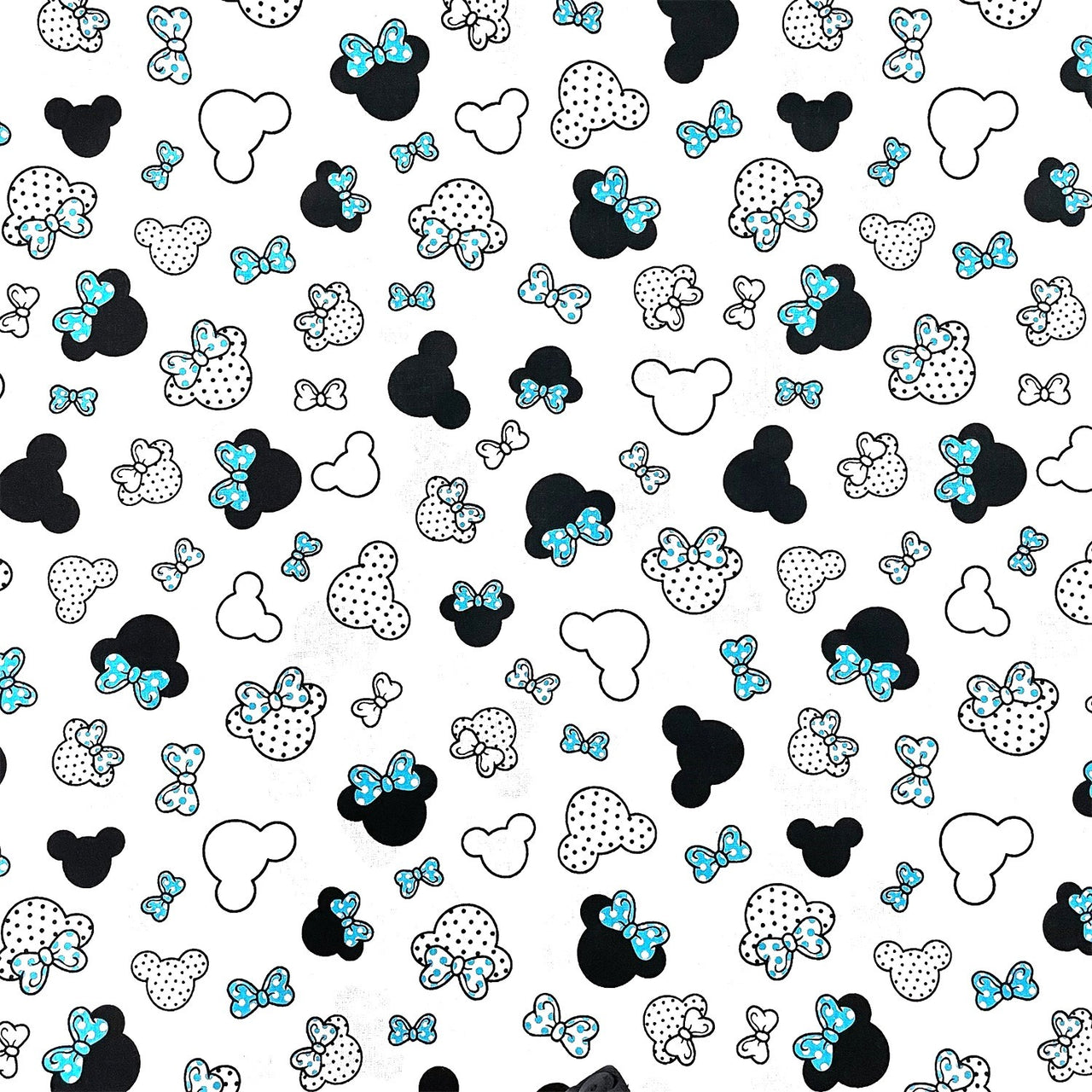Cotton Fabric - Small Blue Mickey Mouse with Dots