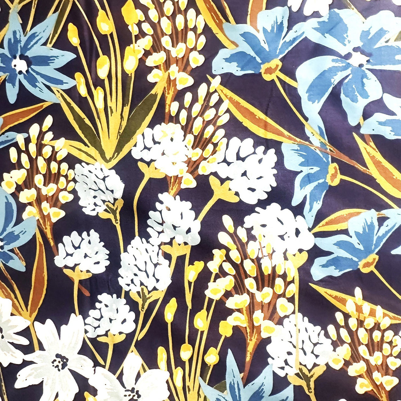 Cotton Fabric - Turquoise and White Lotus Flower