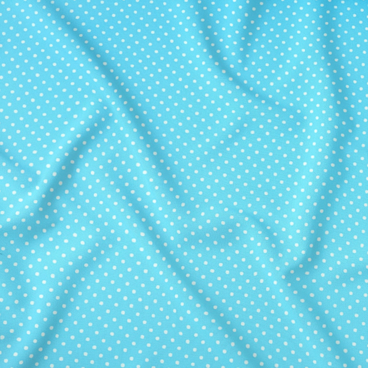 Cotton Fabric - White polka dots on turquoise