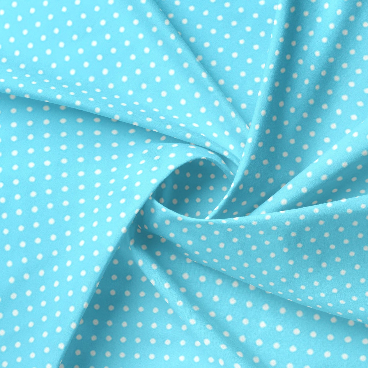 Cotton Fabric - White polka dots on turquoise