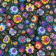 Cotton Fabric - Łowicz Folklore Pattern Black