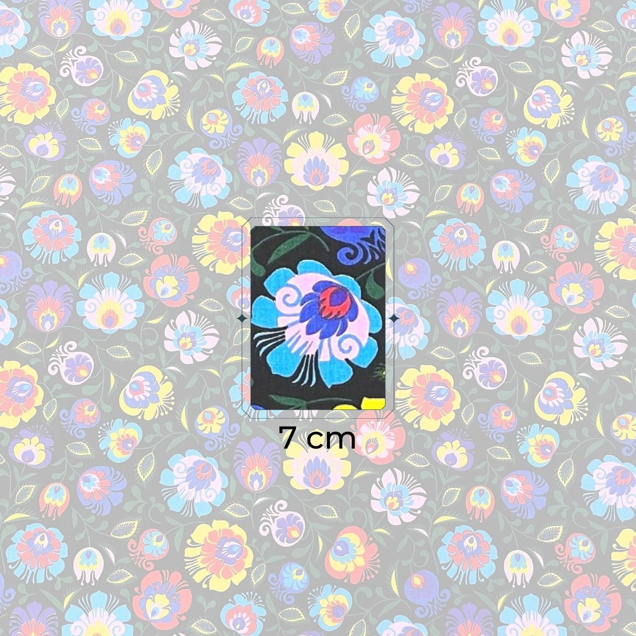Cotton Fabric - Łowicz Folklore Pattern Black