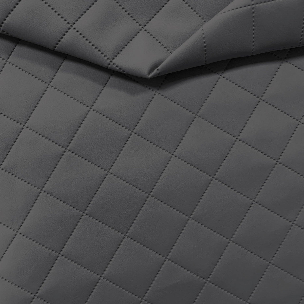 Upholstery Fabric Quilted PU Leather Diamond 5x5 - Grey