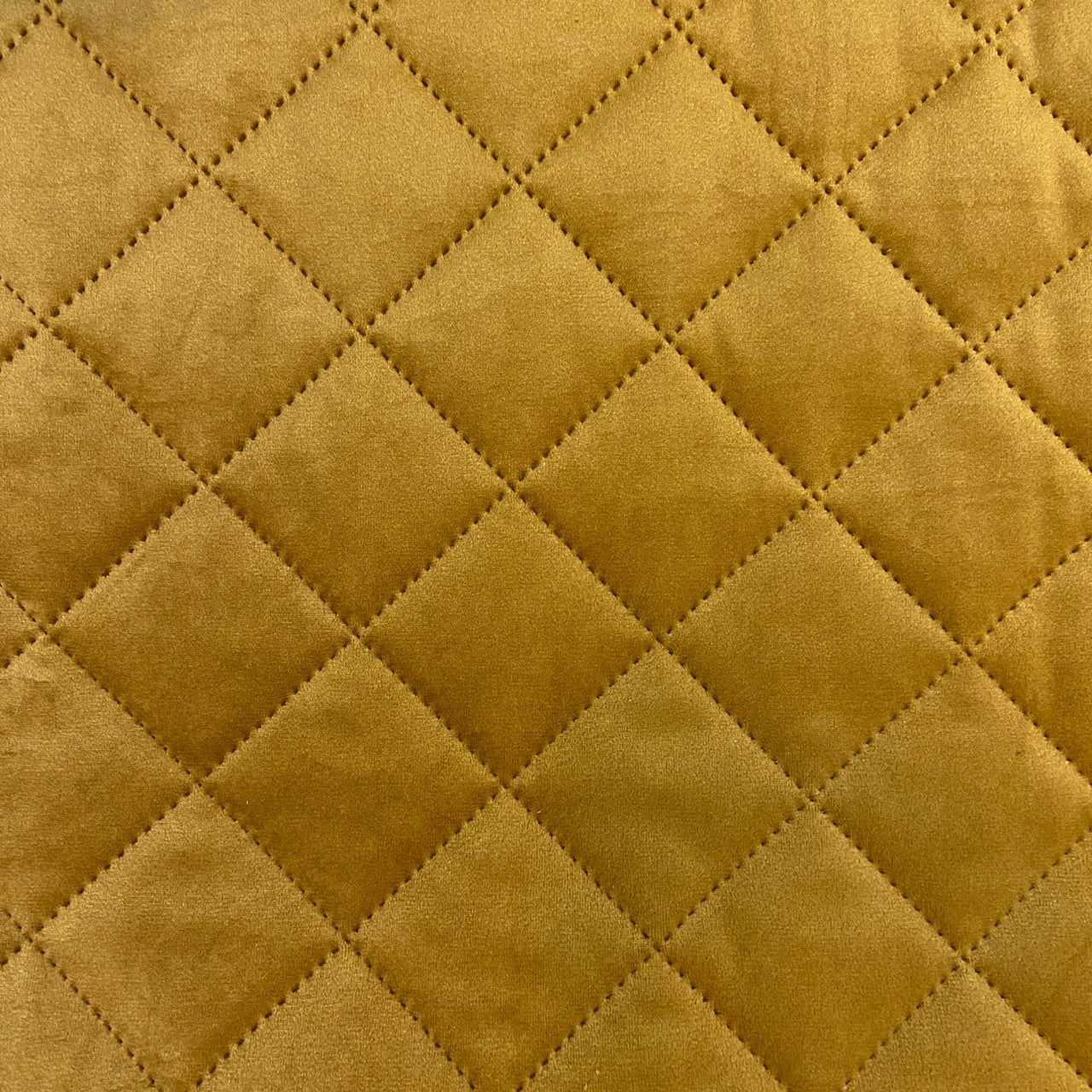 Upholstery Fabric Quilted Velour Diamond 5x5 - Mustard