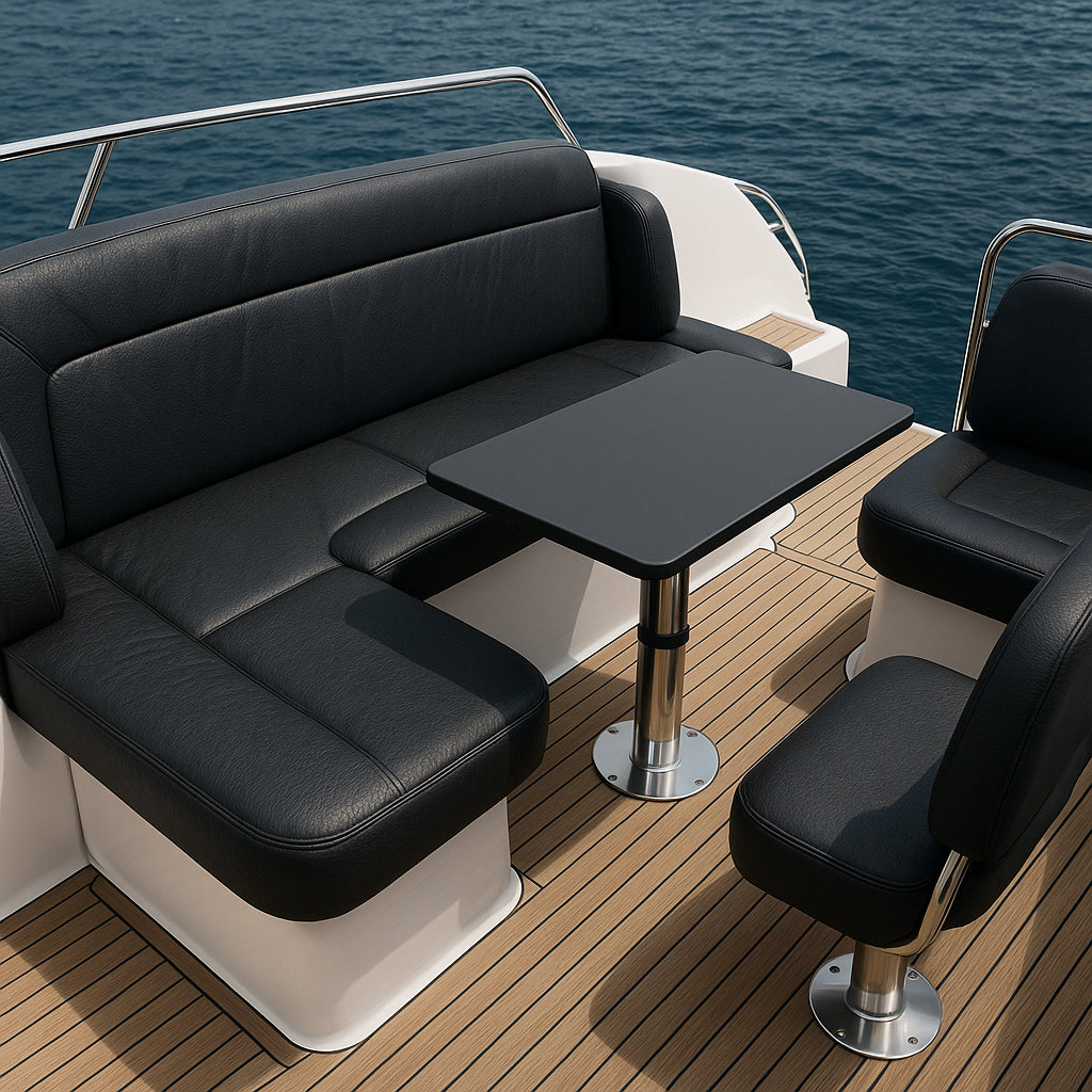 Waterproof ECO LEATHER MARINA H - UV-resistant fabric for yachts, boats, covers - Black
