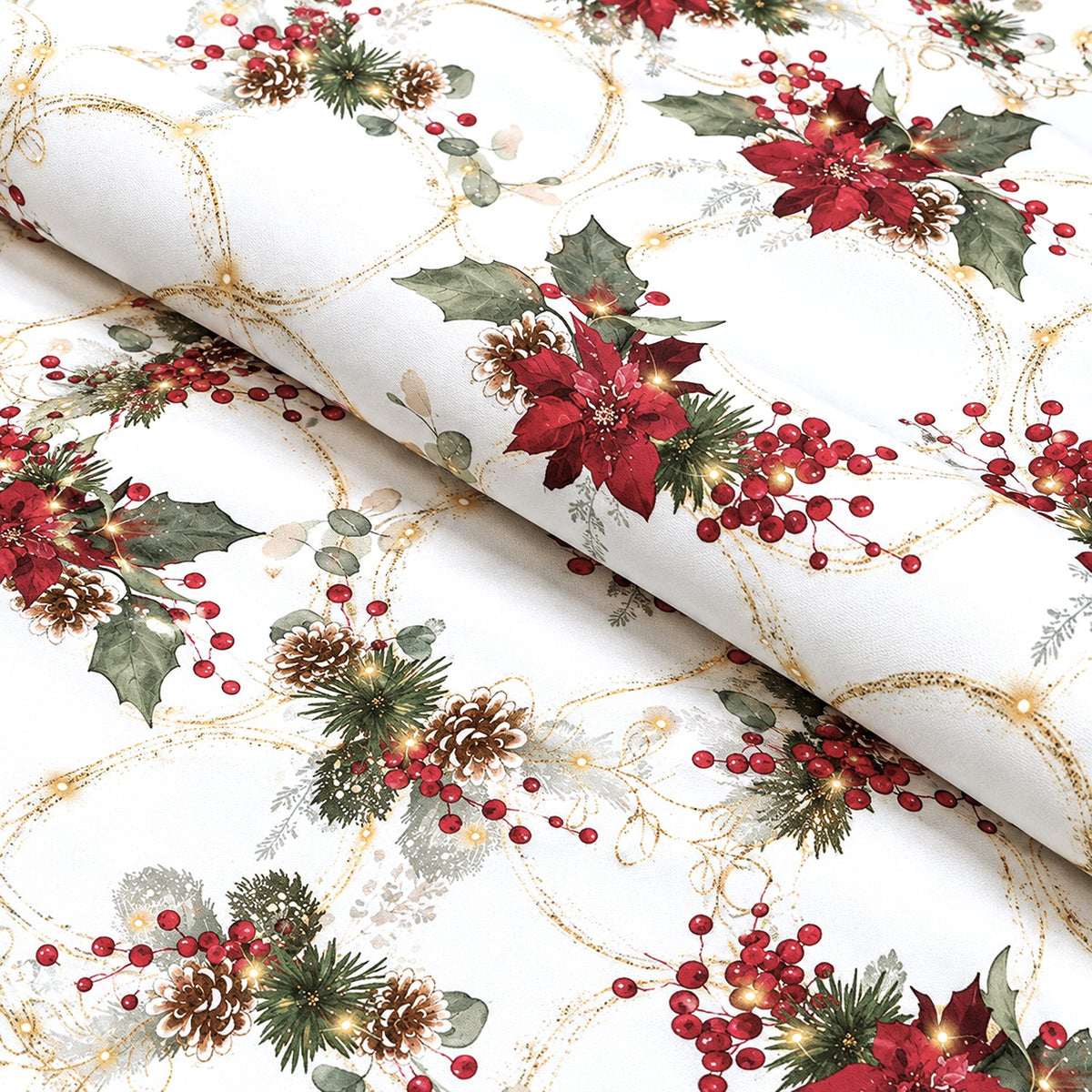 Printed Velvet Fabric - Christmas Pattern - 22991-1001