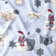 Cotton Fabric - Christmas gnomes with gifts and letter on gray