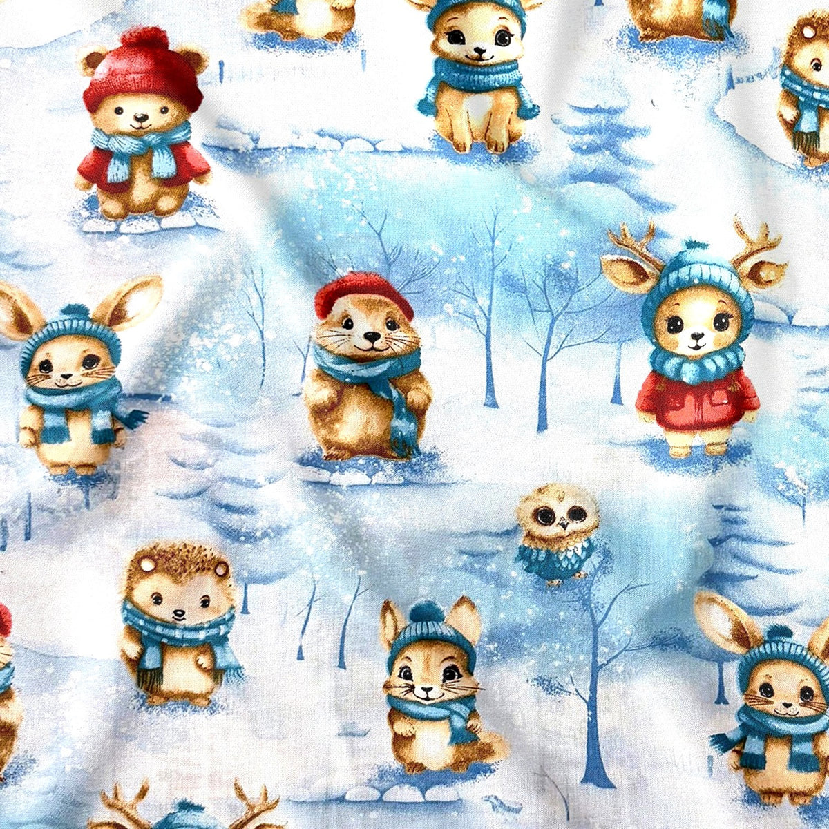 Christmas Woodland Animals in Red Hats